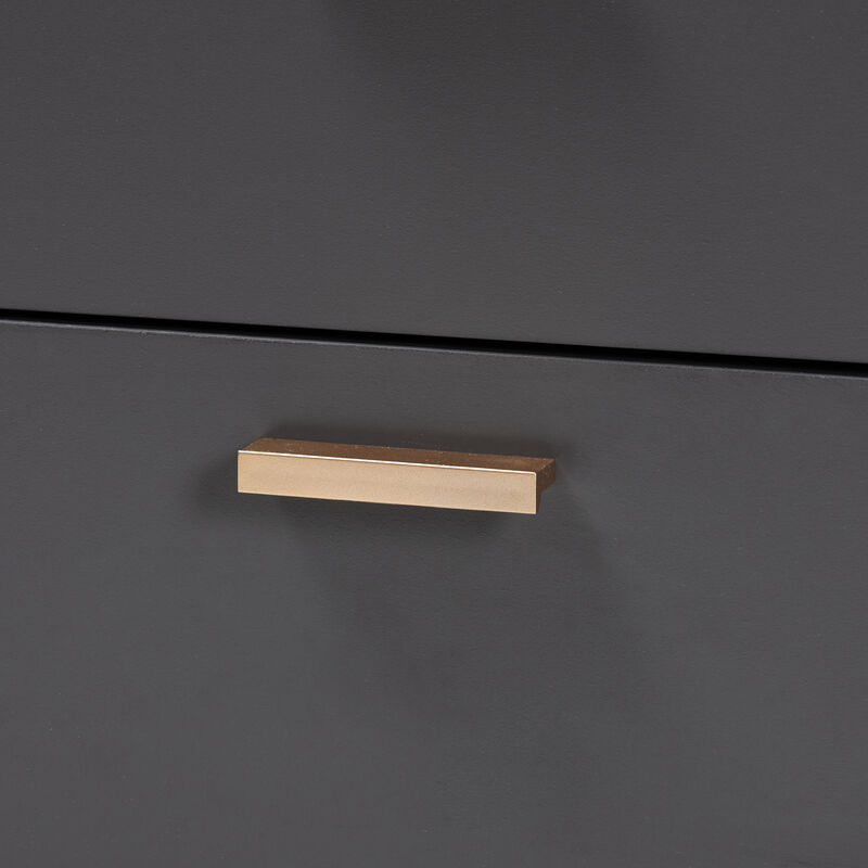 Baxton Studio Kelson Modern Dark Grey And Gold Finished Wood 2 Drawer Nightstand