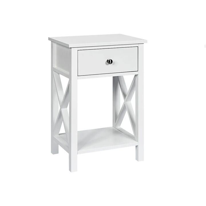 Set of 2 Bedroom Side End Nightstand with Drawer