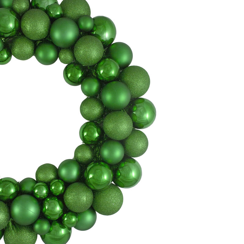 Green 3-Finish Shatterproof Ball Christmas Wreath - 24-Inch  Unlit image number 2