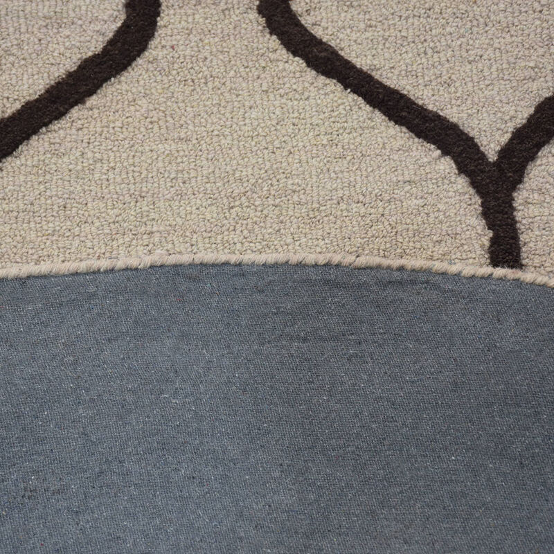 RUGSOTIC CARPETS HAND TUFTED WOOL ECO-FRIENDLY AREA RUGS  - 8'x8', Round Shape, Beige & Brown, Geometric Modern Design, High Pile Thick Handmade Area Rugs for Living Room, Bed Room (K01004) image number 5