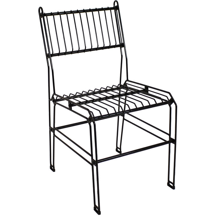 Sunnydaze Indoor and Outdoor Steel Wire Dining Chair - Black