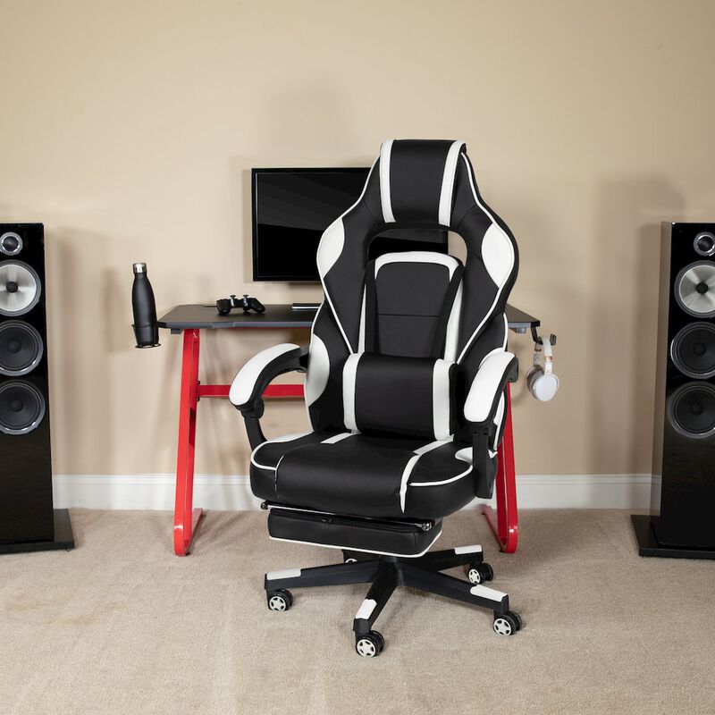 Flash Furniture Red Gaming Desk/Headphone Hook & Reclining Back/Arms Gaming Chair image number 8
