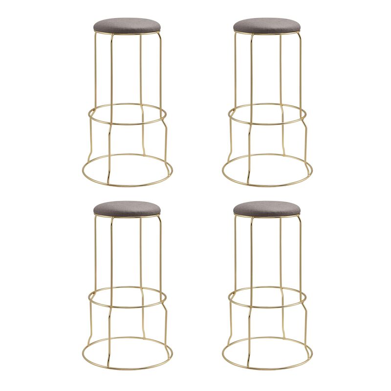 Kings Brand Furniture Carmilla Upholstered Counter Height Stool with Footrest - Bar Stools Set of 4 for Kitchen 27.25"