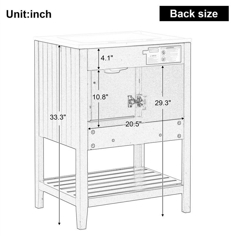 Whisen Modern Sleek Bathroom Vanity with Elegant Ceramic Sink, Solid Wood Frame - Black