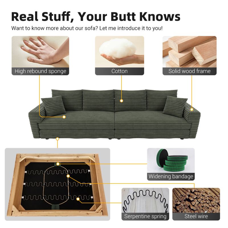 Merax Modern Comfy Upholstered 4-Seat Sofa Cloud Couch