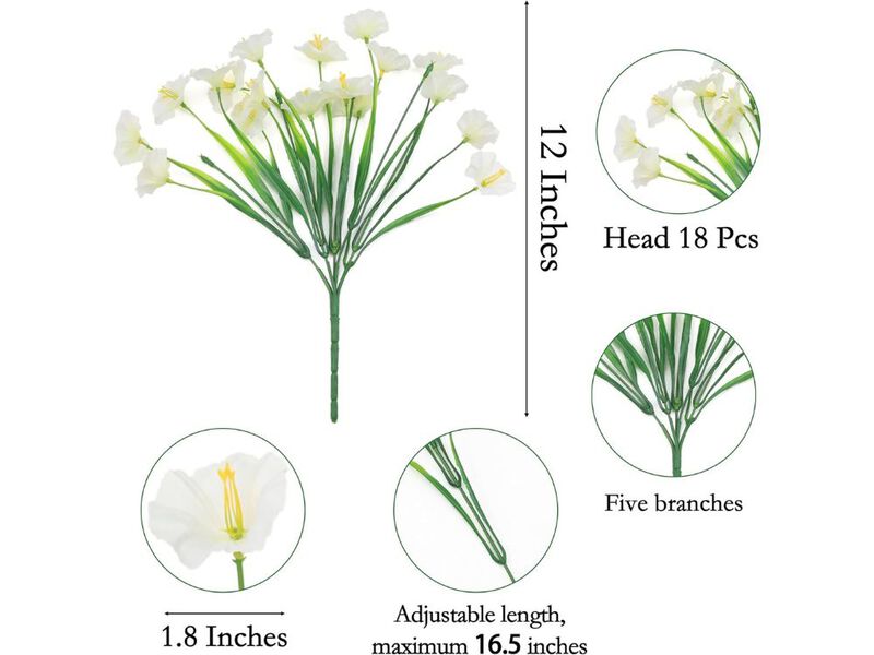 16 Bundle Artificial Morning Glory Flowers UV Resistant Outdoor Garden Porch image number 1