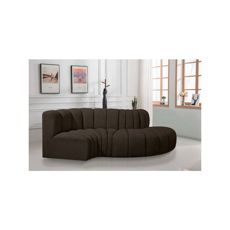 Meridian Furniture Arc Brown Boucle Fabric Modular Sofa