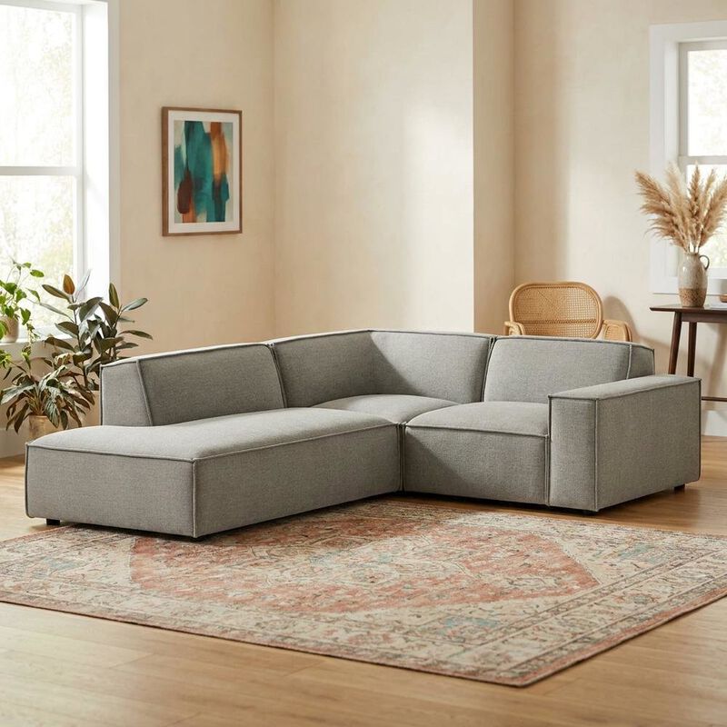 Performance Fabric Modular L-Shaped Sectional Sofa for Living Room, Pewter image number 4