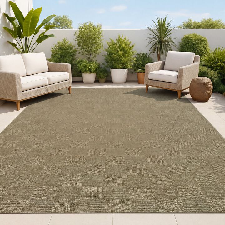 Mason Smart Jute Geometric Boho Checker Weave Indoor/Outdoor Area Rug