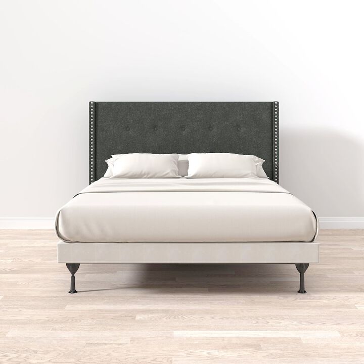 Rize Home Upholstered Headboard Queen Gray
