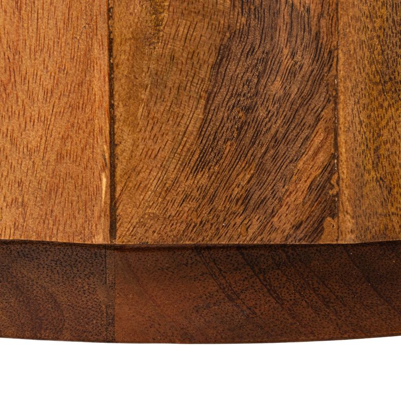 Round Mango Wood Fluted Side Table with Marble Top image number 1