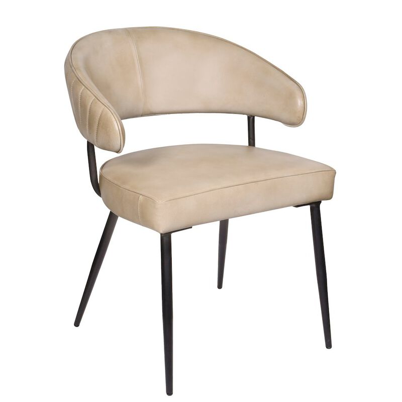 Barrett Genuine Leather Side Chair in Stone 2-Piece Set
