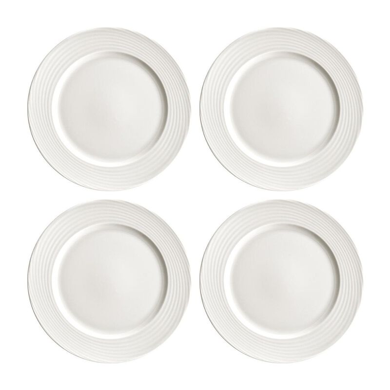 Loop dia.10.5" Round Warm White Vitrified Plate (Set of 4) image number 0