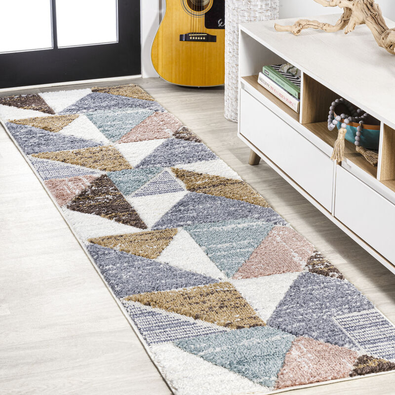 Aileen Geometric Scandi Colorblock Carved Area Rug
