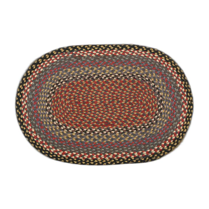 Earth Rugs C-43 Burgundy Blue Gray Oval Braided Rug 4 Feet X 6 Feet