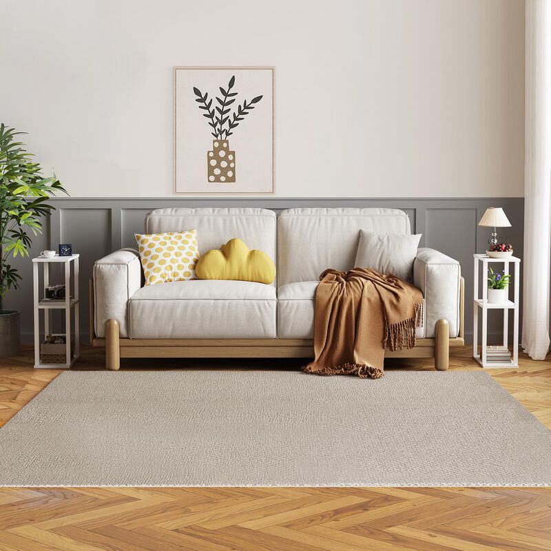 TUTOTAK Small Side Table, Narrow End Table, Bedside Table, Set of 2, Couch Side Table with Wheels for Living Room or Bedroom, Wh