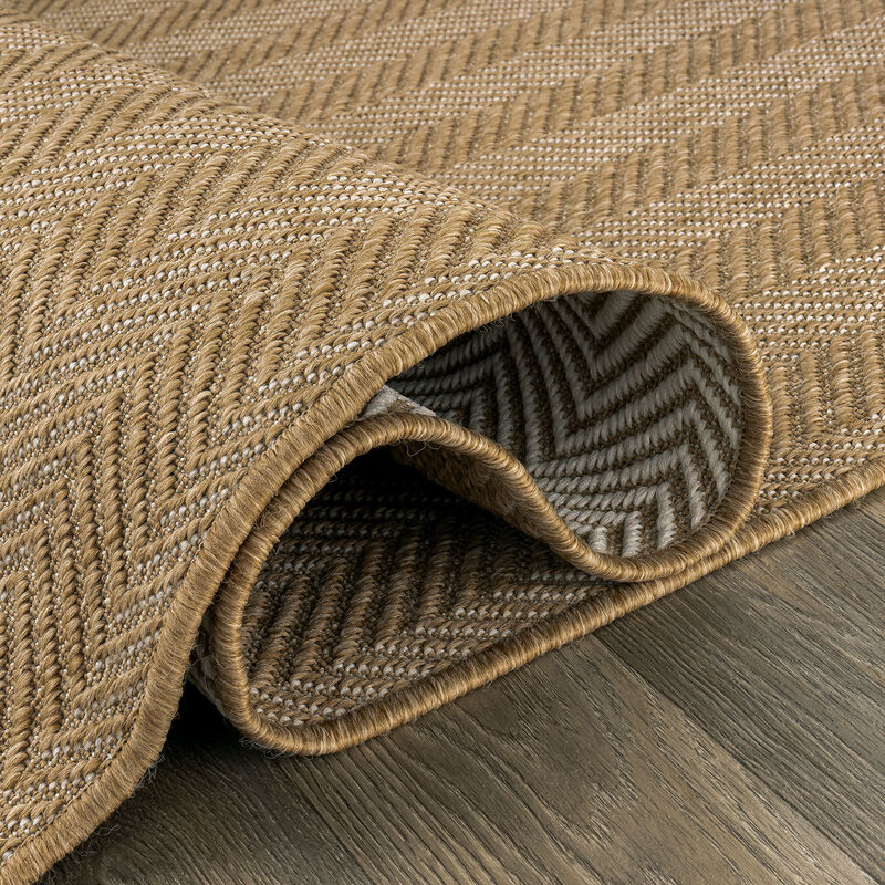 World Rug Gallery Herringbone Stripe Reversible Jute-Look Indoor/Outdoor Rug image number 3