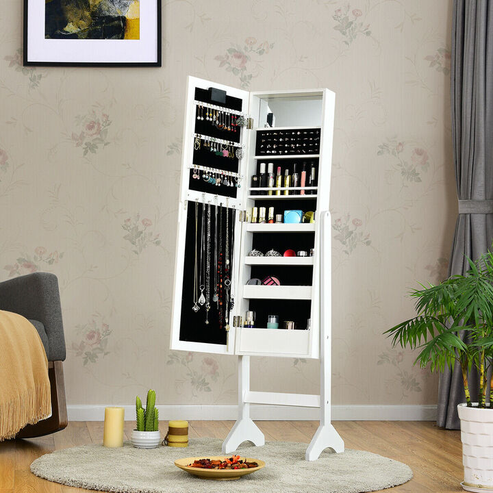 Mirrored Jewelry Cabinet Armoire Organizer w/ LED lights