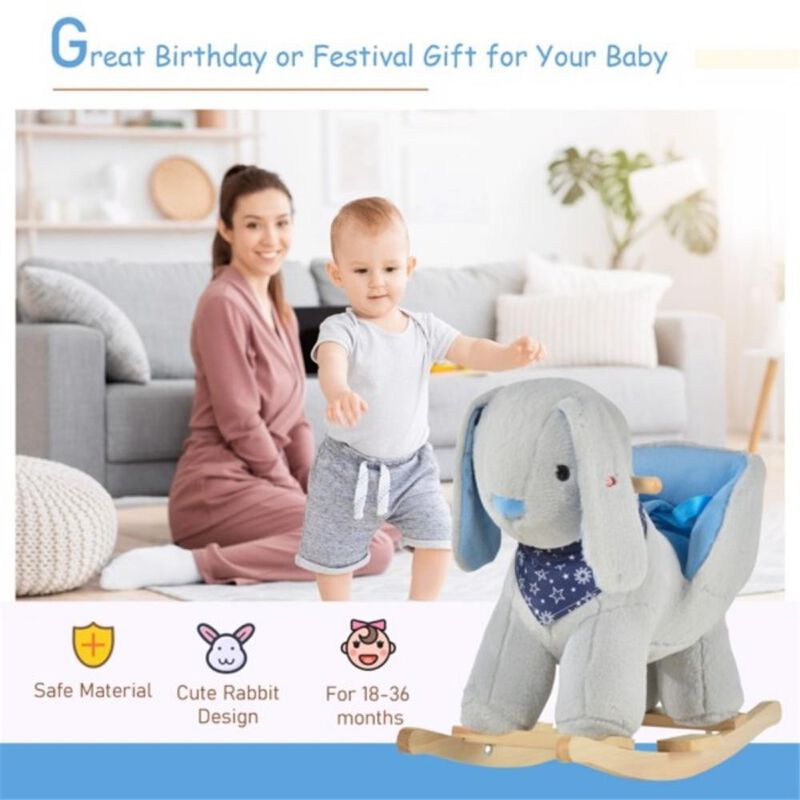 Rabbit Rocking Chair Adorable Wooden Rocker for Toddlers & Kids' Nursery Seating