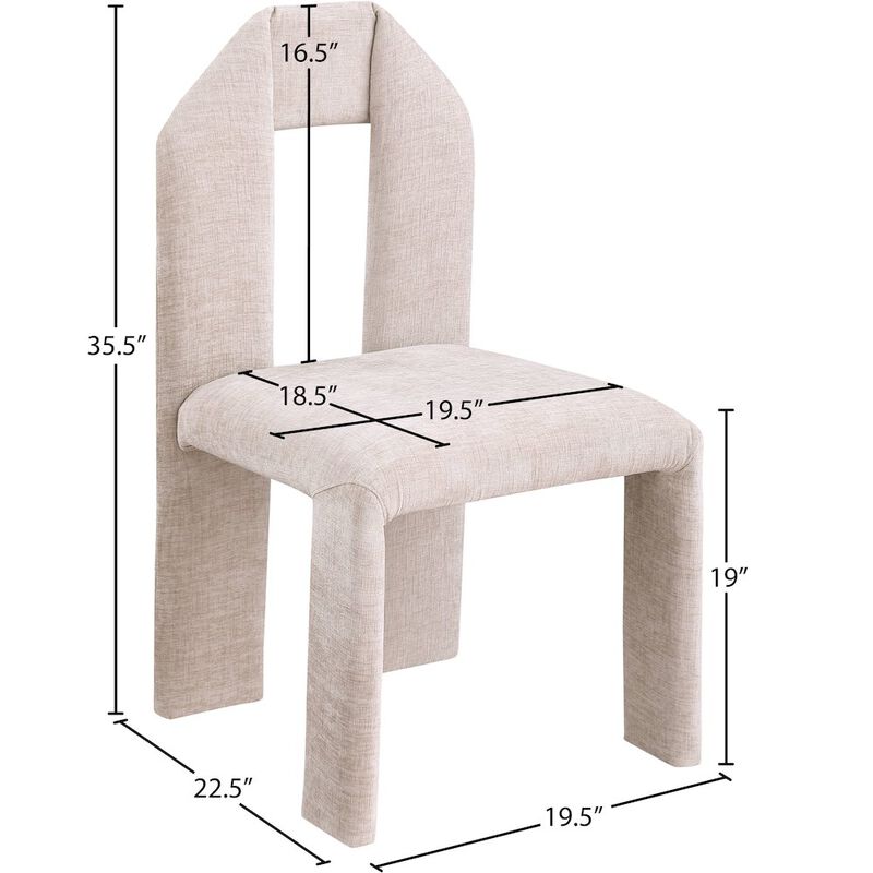 Meridian Furniture Bennett Beige Chenille Fabric Dining Chair, Set of 2