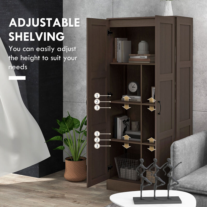 HOMCOM Storage Cabinet w/ Storage Shelves, Pantry Cupboard Cabinet, Coffee