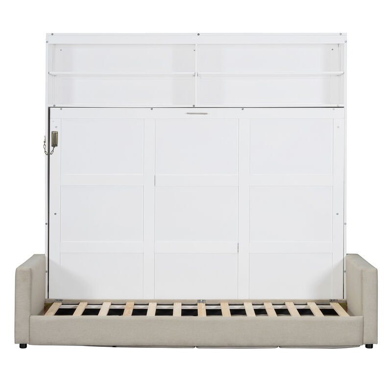 Whisen Queen Size Murphy Bed Wall Bed with Sofa