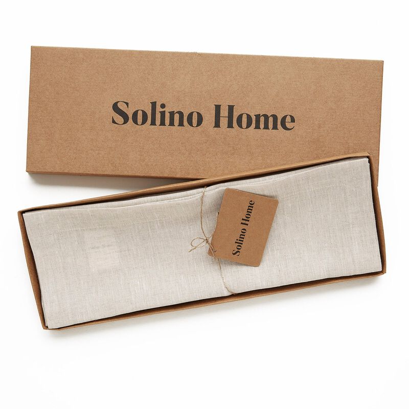 Solino Home Athena 100% Linen Square Placemats &ndash; Set of 4, 14 x 14 in, Machine Washable, Holiday and Everyday Dining