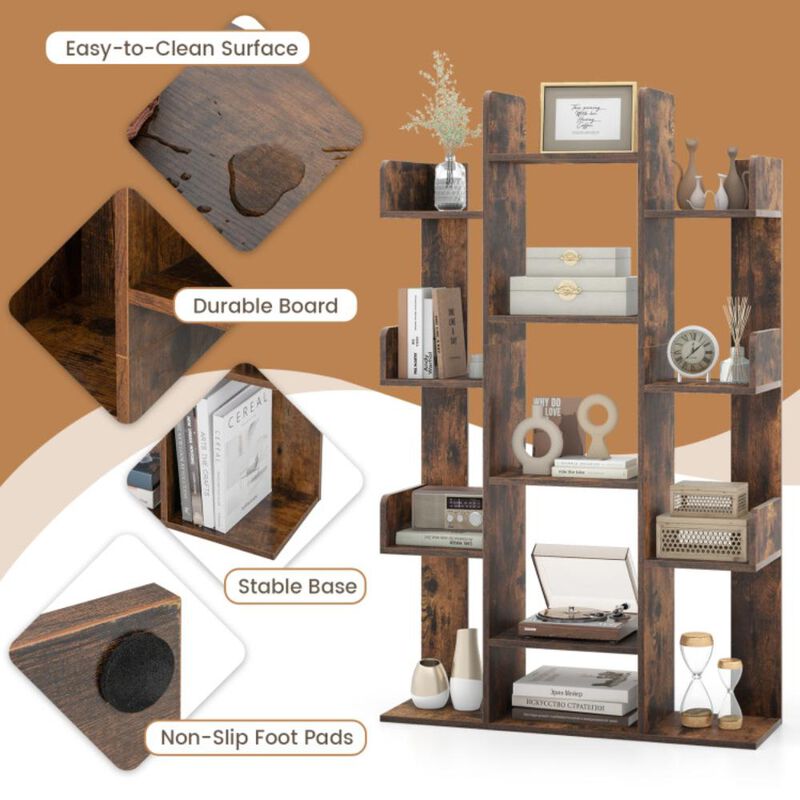 Hivvago Tree-Shaped Bookshelf with 13 Compartments for Home Office