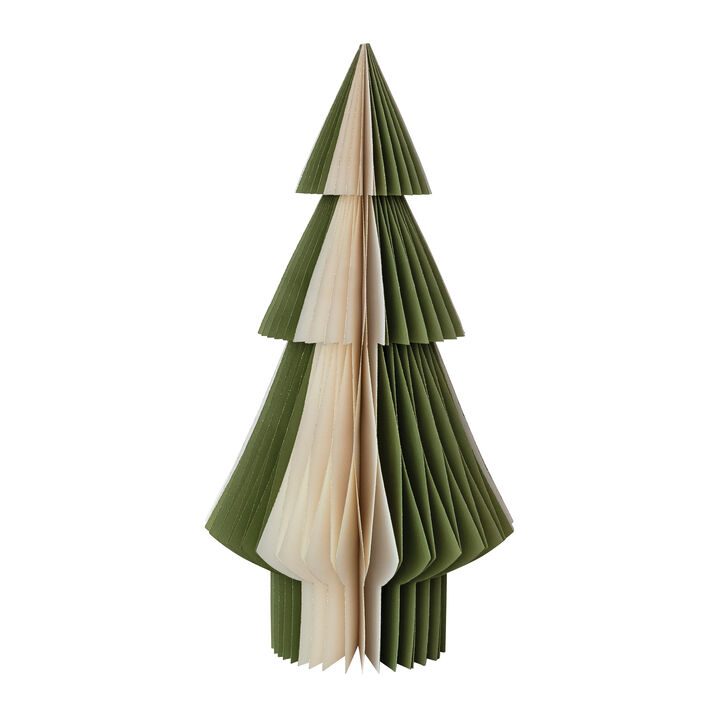 Handcrafted Recycled Paper Honeycomb Tree, Green & Ivory