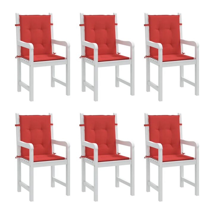 Outdoor Cushion for Chair Set of 6, 20x40 Red Tufted Oxford Fabric - Benzara
