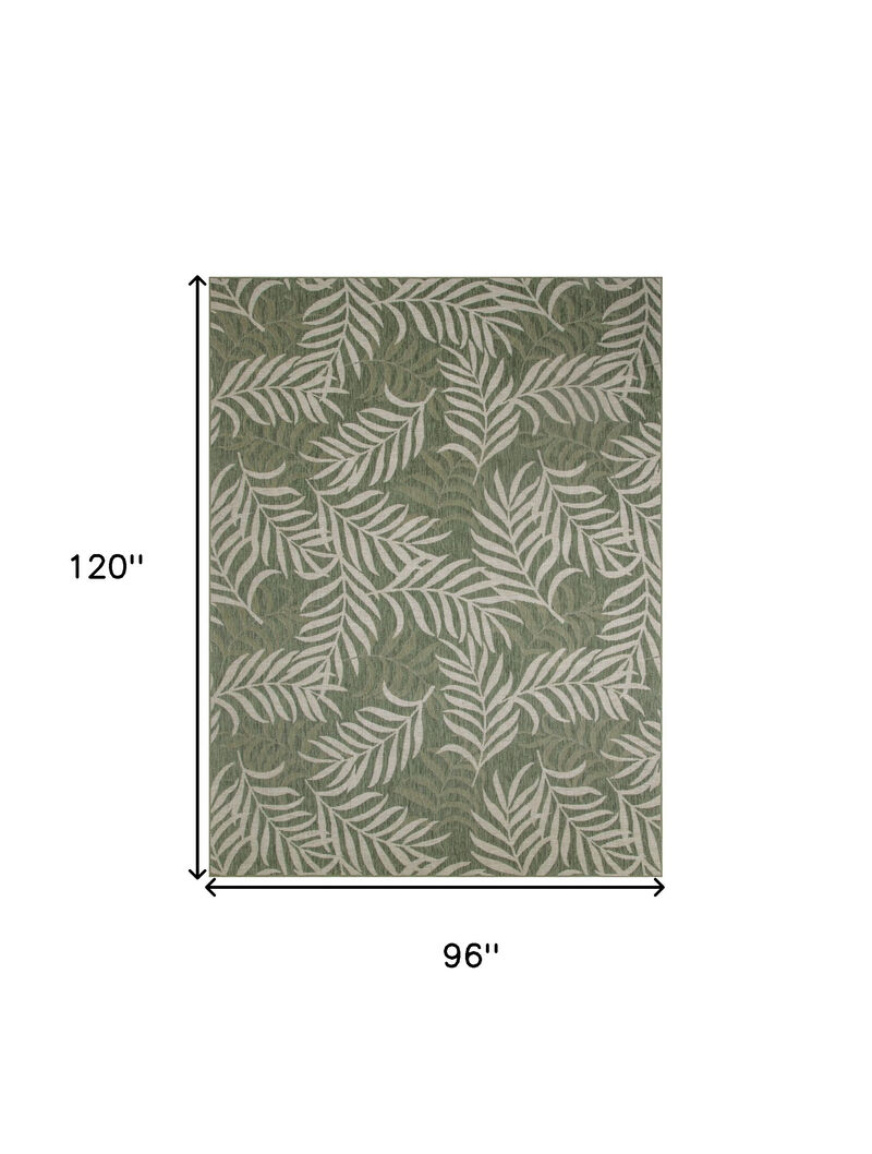 HomeRoots 8' X 10' Ivory And Green Palm Leaf Indoor Outdoor Area Rug image number 2