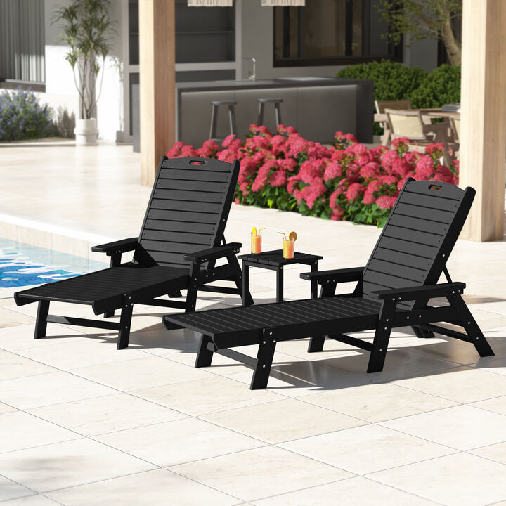 WestinTrends Poly Reclining Chaise Lounge Set With Table