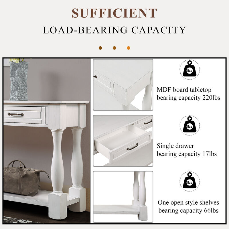 Mondawe 63 Inch Wooden Console Table With 3 Drawers And 1 Bottom Shelf Entrance Hallway Sofa Table