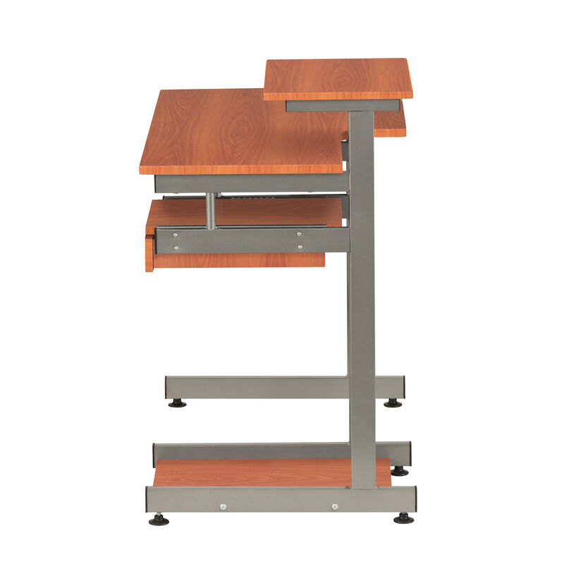 HomeRoots 38" Oak and Silver Wood and Steel Sled Computer Desk image number 4