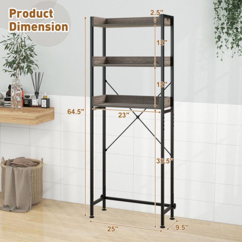 Hivvago Over The Toilet Storage Rack with Hooks and Adjustable Bottom Bar