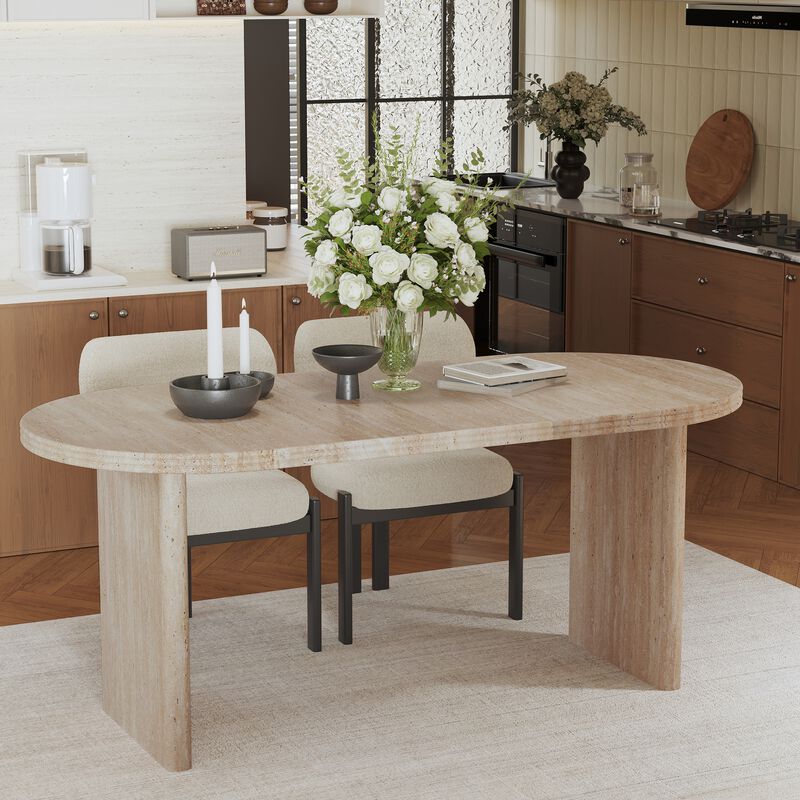 55.12"-70.87"Modern Extendable Dining Table with removable extension leaves,Mid-century modern style home table image number 2
