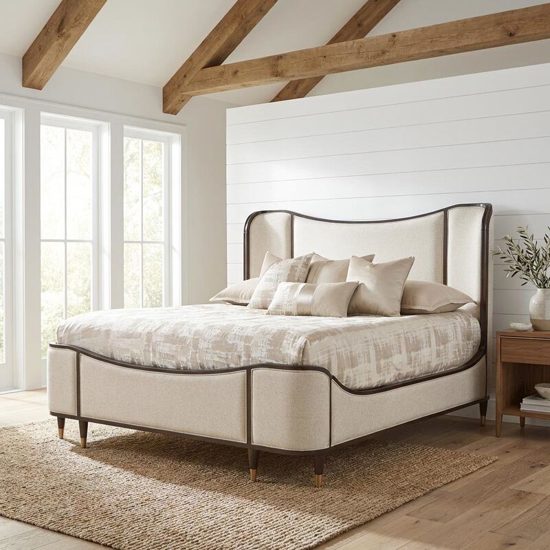 Michael Amini Camellia Field Queen Upholstered Bed - Warm Pecan image number 2