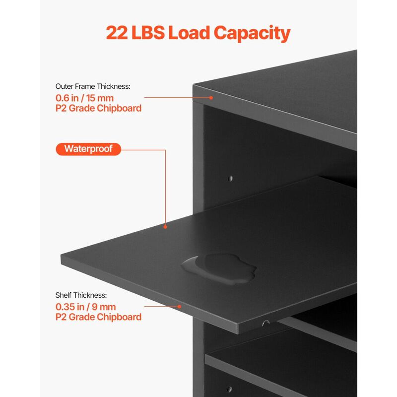 Wooden Literature Organizer with Adjustable Shelves, 36 Slot Mailbox for Office & Classroom image number 3