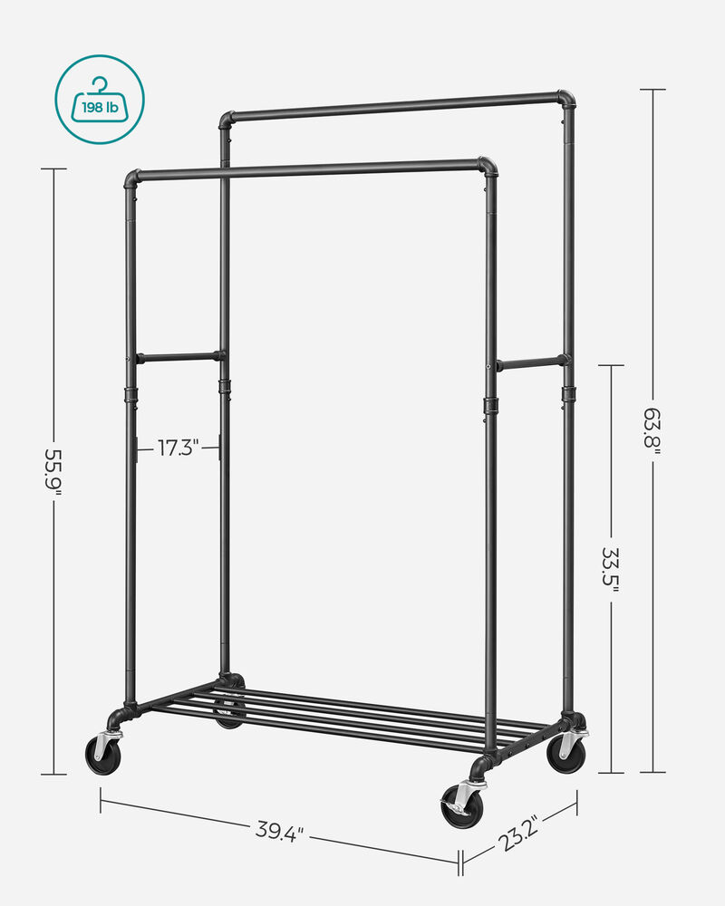 39.4 Inch Garment Rack with Shelf for Clothes Storage Organizer image number 2