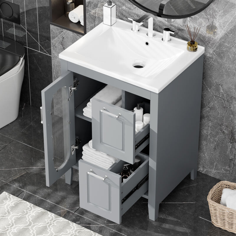 Merax Bathroom Vanity with Smooth Ceramic Sink