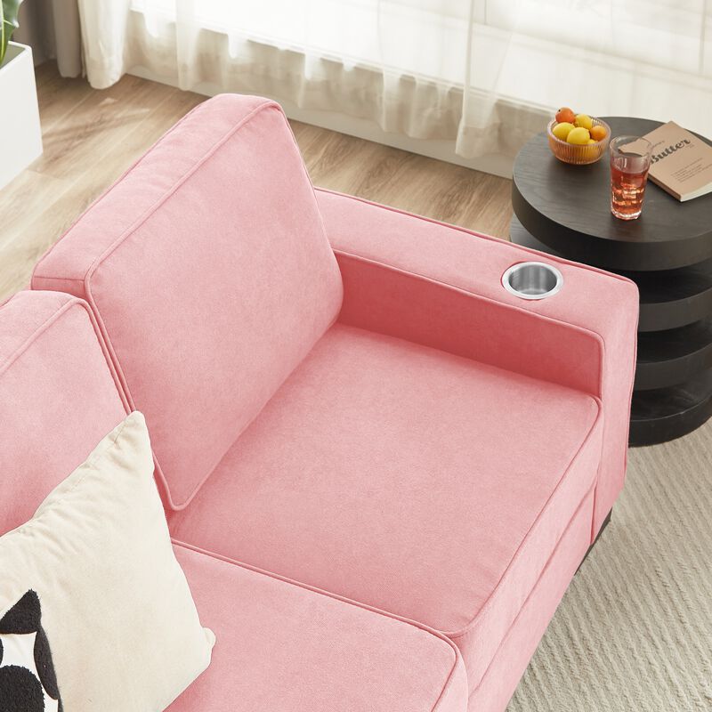 Stest 83.86" Modern 3-Seater Snowfleece Fabric sofa image number 5