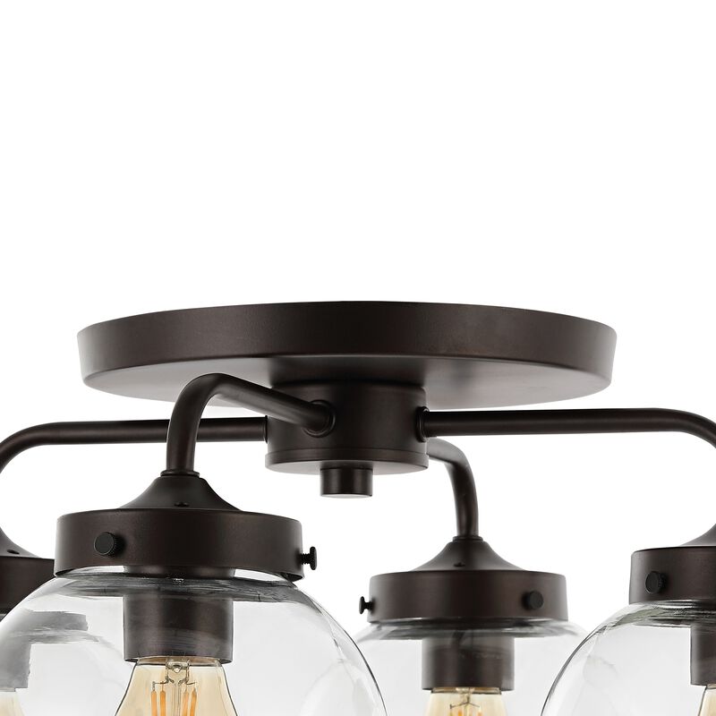 Piper Farmhouse Rustic Iron/Glass LED Semi Flush Mount