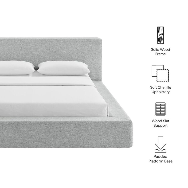 Luma Chenille Upholstered King Platform Bed Frame image number 1