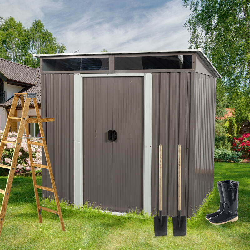 Hivvago 6ft x 5ft Modern Outdoor Storage Shed for Garden with Lockable Sliding Door
