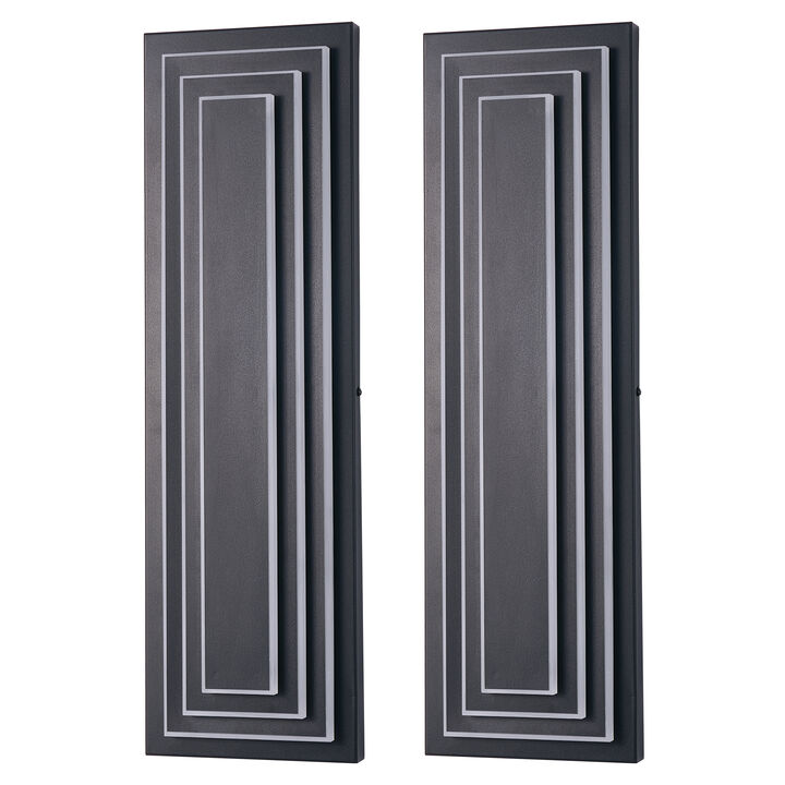 Black 1-Light Outdoor Sconce - 23.6 in. H, Hardwired with LED Bulbs (Set of 2)