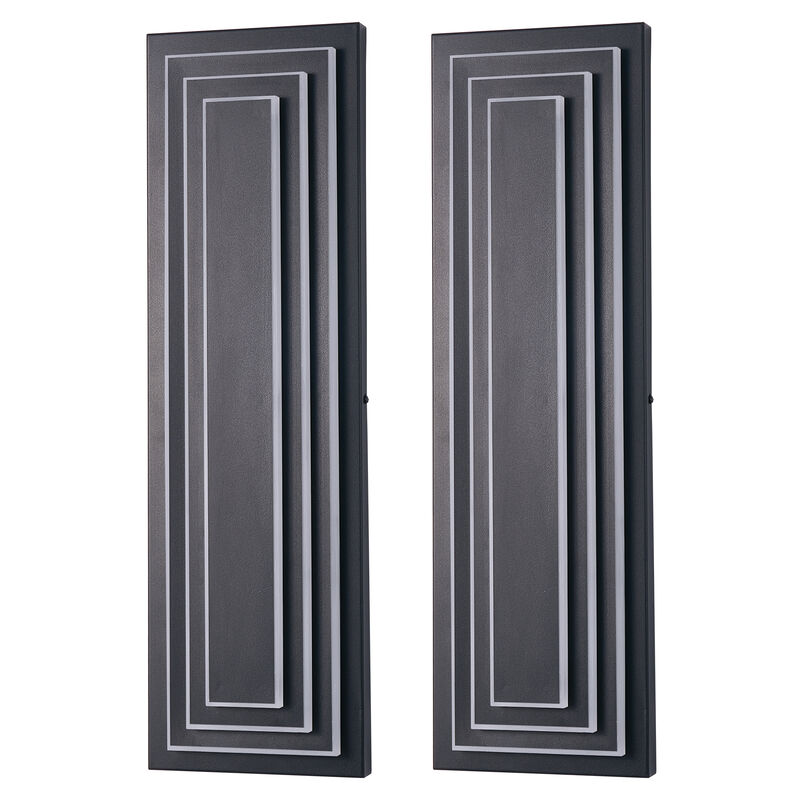 Black 1-Light Outdoor Sconce - 23.6 in. H, Hardwired with LED Bulbs (Set of 2) image number 0