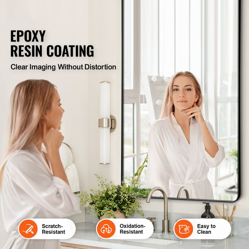 Wall Mounted Makeup Mirror, Aluminum Alloy Frame with Z Bracket for Bathroom image number 7