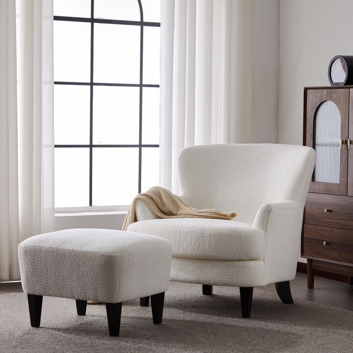 Christopher Knight Home Jamie Contemporary Boucle Upholstered Club Chair and Ottoman Set