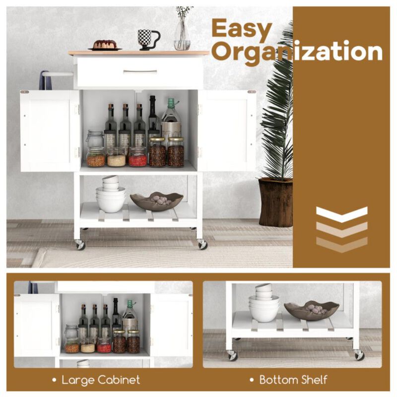 Hivvago Rolling Kitchen Island Cart with Drawer and Towel Rack