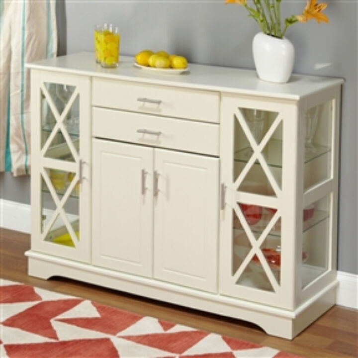 Elegant Wood Sideboard Buffet Cabinet with Glass Display Doors